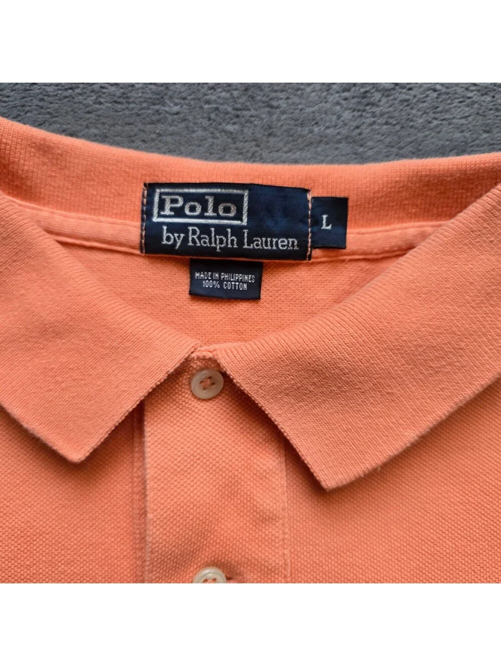 Polo Ralph Lauren Shirt Mens Large Orange Teal Pony Logo Short Sleeve Pique L